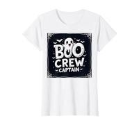 Capitano Boo Crew: Spettrale Leader della Squadra Fantasma di Halloween Maglietta, Donna, Bianco, XXL