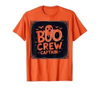Capitano Boo Crew: Spettrale Leader della Squadra Fantasma di Halloween Maglietta, Uomo, Arancio, M