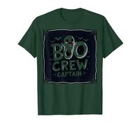 Capitano Boo Crew: Spettrale Leader della Squadra Fantasma di Halloween Maglietta, Uomo, Verde Foresta, XXL