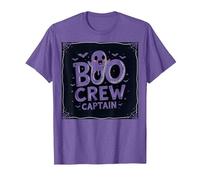 Capitano Boo Crew: Spettrale Leader della Squadra Fantasma di Halloween Maglietta, Uomo, Viola mélange, M