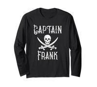 Capitano Frank Skull e Spade Incrociate Nome Design Pirata Maglia a Manica