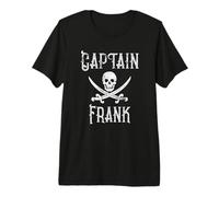 Capitano Frank Skull e Spade Incrociate Nome Design Pirata Maglietta Premium