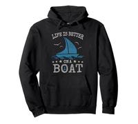 Capitano in Barca a Vela | Vintage Life is Better on a Boat Felpa con Cappuccio