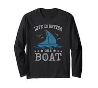 Capitano in Barca a Vela | Vintage Life is Better on a Boat Maglia a Manica