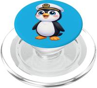 Capitano pinguino carino su un'avventura in barca a vela PopSockets PopGrip per MagSafe