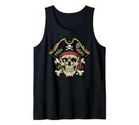 Capitano Pirate Skull Hat Crossbones Vintage Uomo Donna Bambini Canotta