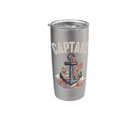 Capitano Vela Con Barca A Vela Ancora Barca Guida Nautica Bicchiere termico in acciaio inox doppia parete