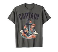 Capitano Vela con Barca A Vela Ancora Barca Guida Nautica Maglietta