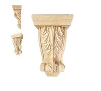 Capitelli e console in legno intagliato, ornamento angolare for pilastro in legno intagliato in stile europeo, ornamento decorativo for console for staffe for porte e mensole(15x8x5cm)