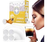 CAPMESSO Coperchi di Fogli di Alluminio Autoadesivo per caffè Capsule NESPRESSO(Silver 1000pcs Foil Lids+6 Capsule +Scoop)