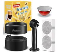 CAPMESSO Kit di Ricarica per Capsule Vertuo Riutilizzabili, Design Più Nuovo 2025 per Sigillatura Più Veloce Capsule Nespresso Vertuo Riutilizzabili con Pennello Riempi & Pressa, 100pcs Coperchi in