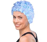 Capo da bagno floreale femminile - Cappello da bagno petalo retrò fatto a mano, elegante design elegante, vestito flessibile durevole | per capelli corti, capelli lunghi, a bordo piscina
