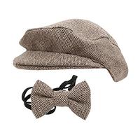 Capo da giornale vintage neonato di Cheotime, berretto piatto in cotone+papillon per bambini e ragazze da 0 a 1 mese POTO POTO PROPS ABBITTIFA (Cap da baseball da gentiluomo + papilla) (Cap da (Cap