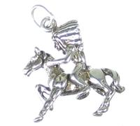 Capo dei nativi americani a cavallo ciondolo in argento sterling .925 x1 indiano