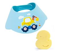 Capo Di Shampoo Per Bambini Da 1 Pezzi E Spugna Da Bagno Da 1 Pezzi, Tappo Per La Doccia Di Occhiali A Forma Di Cartone Animato, Design Regolabile, Forniture Per Il Bagno Per Bambini.