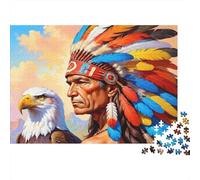 capo nativo americano_1 Puzzle 1000 Pezzi In cartone Spesso, Un Tangram Per Enigma Per Lo Stress Relief, Ideale Per Quadro Fai Da Te, Regalo Di Compleanno Perfetto 70x50cm/1000pcs
