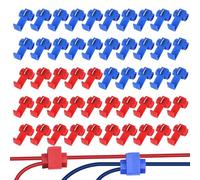 Capocorda Elettrico-Set di 50-Connettore Automobile-Capocorda Elettrico-Connettori di Derivazione Rapido-Connettore Rapido di Derivazione Cavo Ladro Cavo(25 Pezzi Rosso+25 Pezzi Blu)