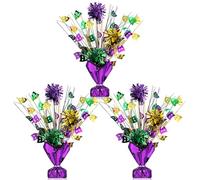 Capoda 3 pezzi Centrotavola Mardi Gras in plastica metallizzata Decorazione di Carnevale Centrotavola Glitter Foil Masquerade Party Table Decor per Carnevale Festival Casa Tavolo Forniture Decor