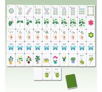 Capoda Piastrelle Mahjong americane con piante verdi, 160 pezzi, set da | Include abiti, venti, fiori, 10 jolly e 6 spazi vuoti per serate di gioco, giochi di viaggio, pratica per principianti e