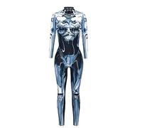 Capodanno, body tecnologico a maniche lunghe, con stampa estetica abiti, bianco, S