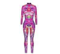 Capodanno, body tecnologico a maniche lunghe, con stampa estetica abiti, Colore: rosa., M