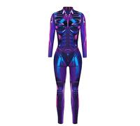 Capodanno, body tecnologico a maniche lunghe, con stampa estetica abiti, Lilla, L