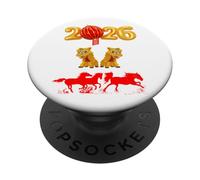 Capodanno cinese 2026 cavalli di fuoco danza drago Lunar NY PopSockets PopGrip Adesivo