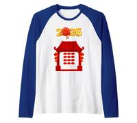 Capodanno Cinese 2026 Tempio Asiatico Capodanno lunare Cinese Maglia con Maniche Raglan