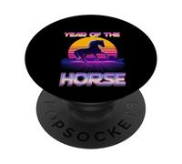 Capodanno cinese del cavallo 2026 Retro Donne Uomini PopSockets PopGrip Adesivo