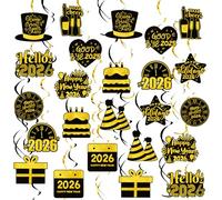 Capodanno Decorazione 2026,33 Pezzi Capodanno Spirali Dorate Stelle Filanti Decorazioni di Accessori per Feste Happy New Year Spirali