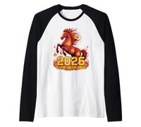 Capodanno lunare 2026 Oroscopo Cavallo Fuoco Arte Astrologia Maglia con Maniche Raglan