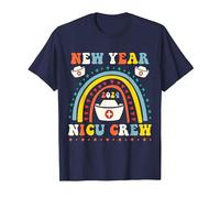 Capodanno NICU 2024 Infermiera Crew Groovy Rainbow Maglietta, Uomo, Navy, M