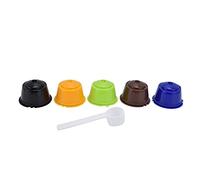 Capodice di caffè riutilizzabile POD Capola da 5 pcs Set con cucchiaio per macchine gusto Dolce BPA Filtro in acciaio inossidabile ABS 50 ml Capacità