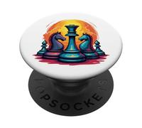 Capolavoro degli scacchi al tramonto - Re e cavalieri degli scacchi audaci PopSockets PopGrip Adesivo
