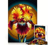 Capolavoro in vetro colorato di iris - Puzzle da 1000 pezzi per adolescenti - Gioco di pensiero - Divertimento condiviso - Bordo preciso - Articolo con desiderio di Babbo Natale 38x26cm