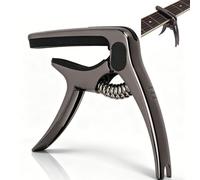 Capotasto Chitarra Acustica, Capo di Chitarra Metallica Capo con Borsa per Appunti Clip Morsetti per Chitarra Accessorio per Chitarra Classica, Ukulele, Mandolino e Banjo(Nero)