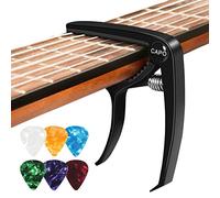 Capotasto Chitarra Acustica, con 6 Plettri Chitarra, Capotasto per Classica Chitarra Elettrica Ukulele Bass Violino Alloy Nero