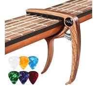 Capotasto Chitarra Acustica, con 6 Plettri Chitarra,Venatura del Legno
