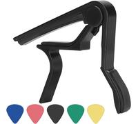 Capotasto Chitarra, Capo Nero per Chitarra Acustica a 6 Corde Con 5 Plettri Grat