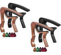 Capotasto per chitarra acustica, capotasto con una mano sola con venature del legno in lega di alluminio, capotasto per chitarra in palissandro con accordatore per chitarra (4 pezzi)