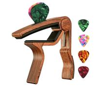 Capotasto per chitarra Clip di regolazione for capotasto for chitarra, eccellente supporto in metallo for plettri for chitarre acustiche elettriche, basso, ukulele con 4(Brown)