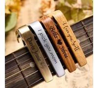 Capotasto personalizzato in metallo con venature del legno, capotasto personalizzato per chitarra, regalo di compleanno, regalo per chitarristi, festa del papà, matrimonio, anniversario (1 pezzo)
