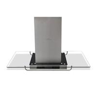 Cappa a Isola LCD con Design Europeo, Aspirazione 750 m3/h, Illuminazione LED, Funzionamento Silenzioso, Acciaio Inossidabile e Vetro, Argento, 90x54x59-106 cm