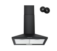 CAPPA A PARETE 60 CM 308 M³/H RICIRCOLO PIRAMIDE ACCIAIO NERO 3 LIVELLI DI VELOC