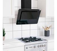 Cappa a parete 60 cm in acciaio inox e vetro temperato nero