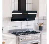 vidaXL Cappa a Parete 90 cm in Acciaio e Vetro Temperato Nero