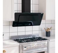vidaXL - Cappa a Parete 90 cm in Acciaio Inox e Vetro Temperato Nero