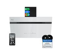 KKT KOLBE AURORA9005SW - Cappa aspirante 90 cm, 782 cbm/h, senza testa, vetro bianco e nero, funzione di ripresa automatica, Smart WiFi, sensore Touch, illuminazione a LED RGBW