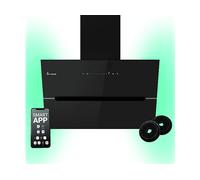 KKT KOLBE Cappa aspirante 80 cm | Cappa Cucina Inclinata | acciaio inossidabile | vetro nero | WiFi | auto spegnimento | Illuminazione LED RGBW | Operazione di tocco | ECCO8005SM