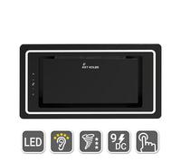 Cappa aspirante 52cm Cappa Isolotto acciaio inossidabile vetro nero [EEK: A+]